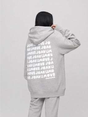 Joah Brown Pearl Grey French Terry Repeat Logo Hoodie